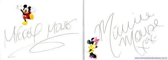 Autógrafo Mickey e Minnie