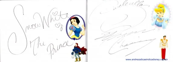 Autógrafo Branca de Neve, Cinderela e Príncipes
