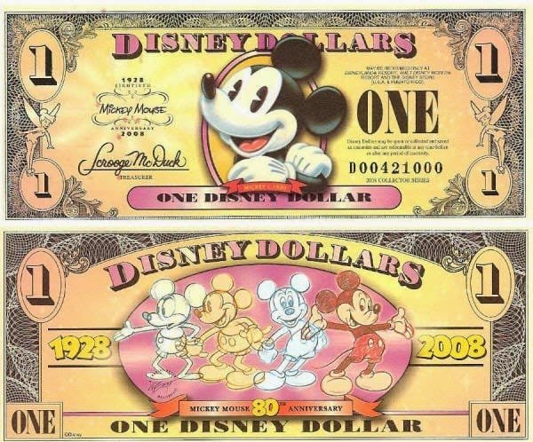 Disney Dollar O dinheiro "oficial" da Disney Andreza
