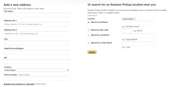 tela de pedido amazon locker