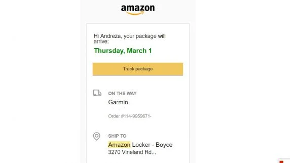 email de confirmação amazon locker