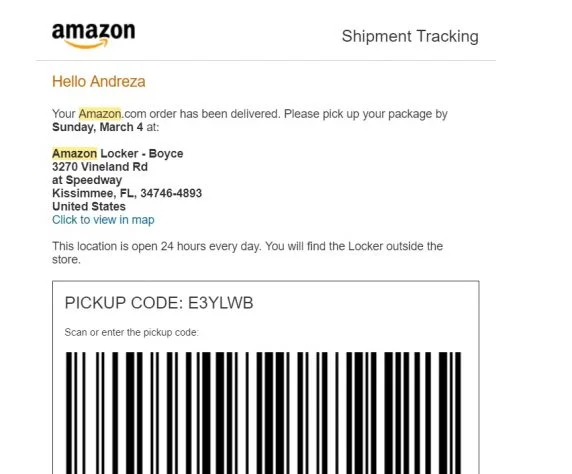 email retirada amazon locker
